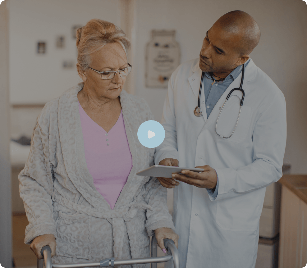 Doctor helping patient book online